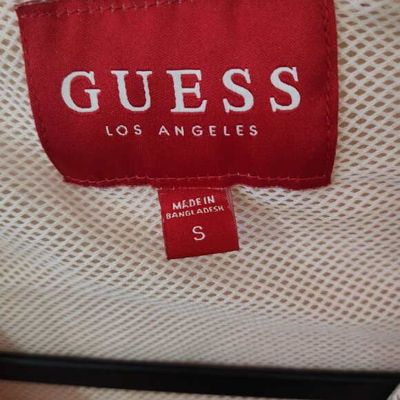 🔥 GUESS Colorblock Cropped Windbreaker Hoodie – Women’s Small – Pink & Red Retr - Picture 3 of 3